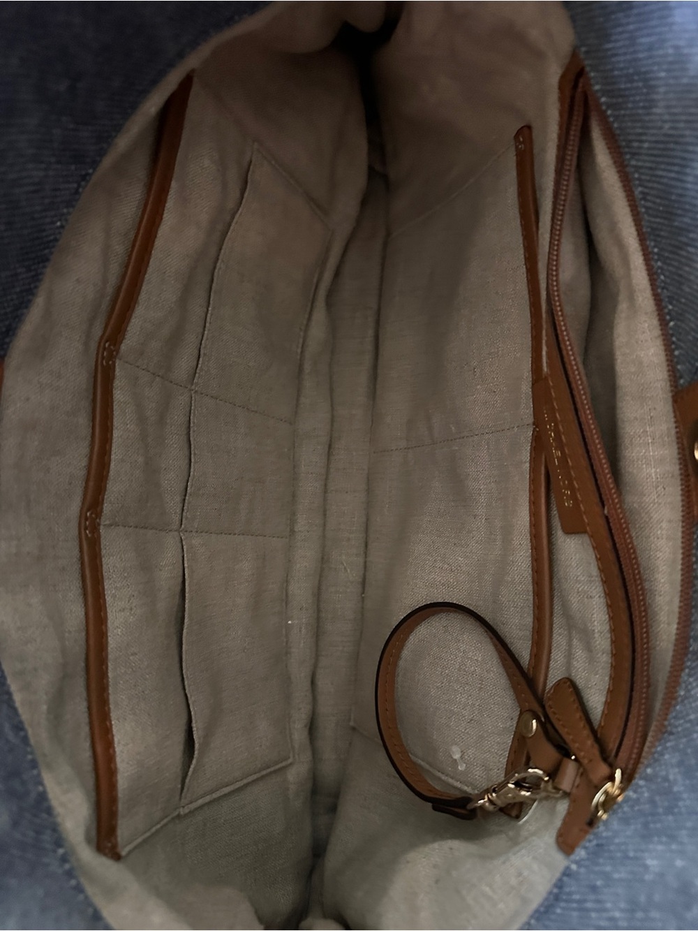 Michael Kors Gray Canvas Tote with Tan Rope Handles - Picture 4 of 7